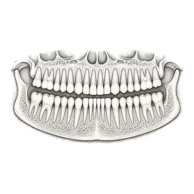 Line illustration of a panoramic dental radiograph